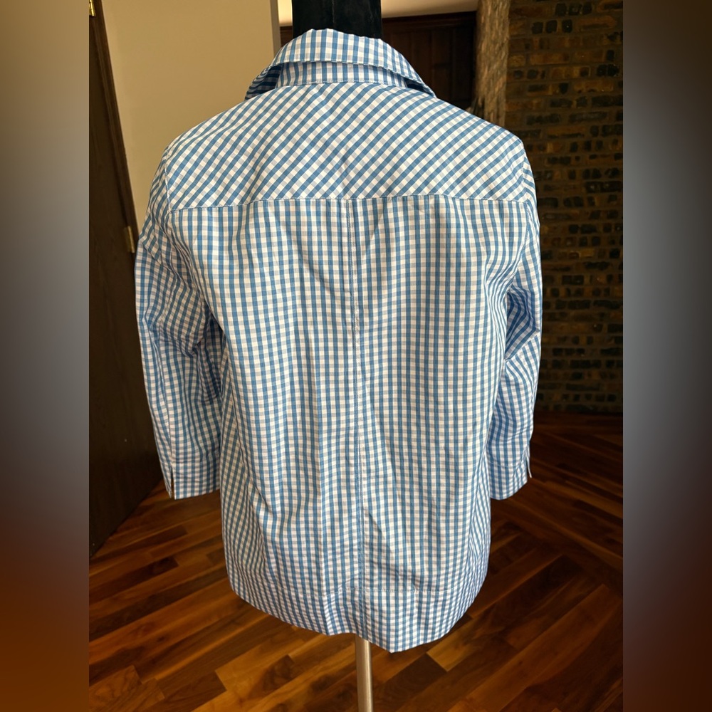 Tuckernuck, Blue & White Gingham Stand Collar Blouse Women’s, ECU - Picture 12 of 14